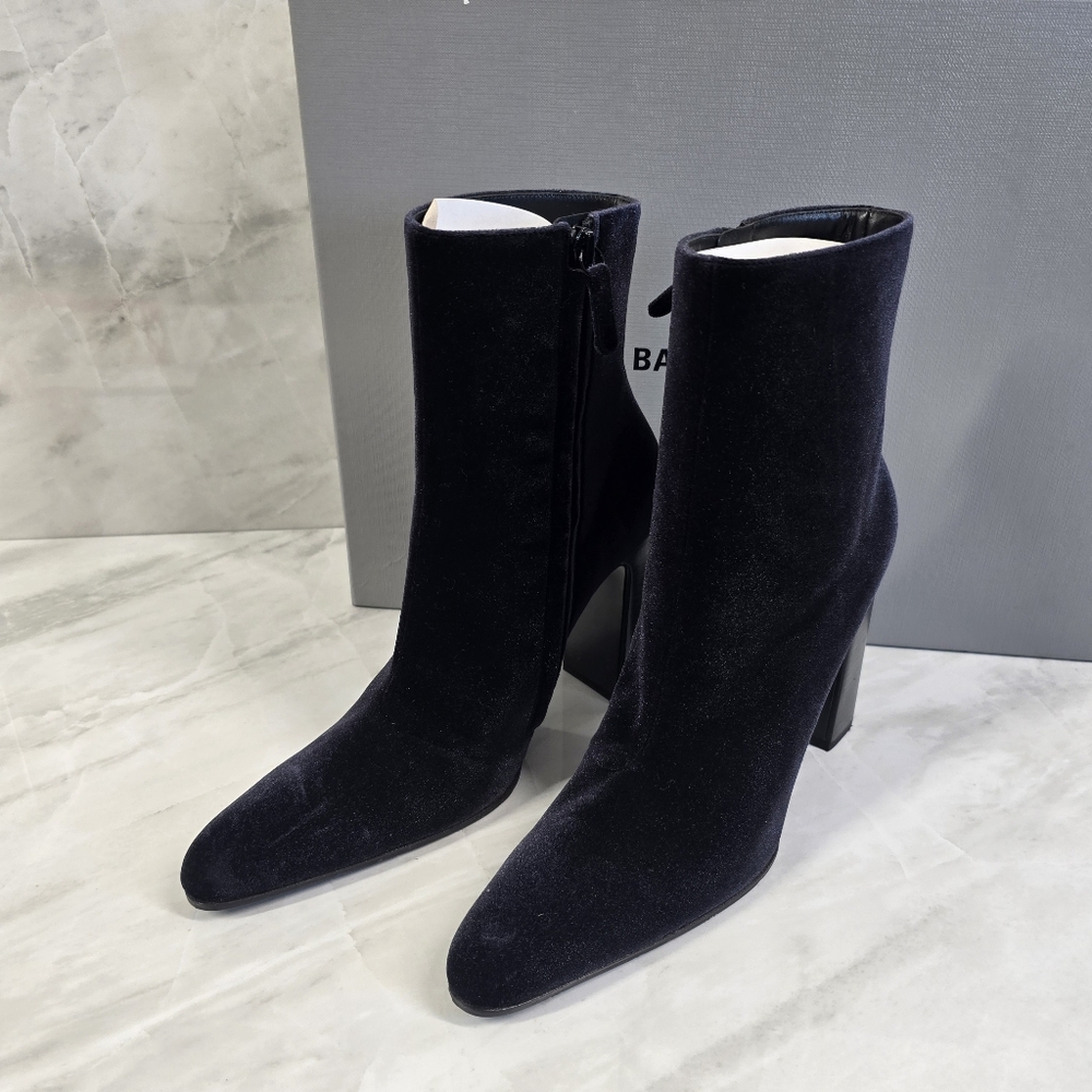 Balenciaga Black Velvet Heeled Boots